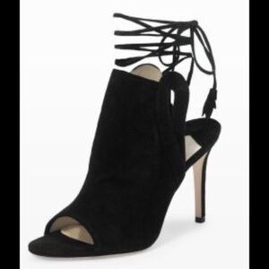 Isa Tapia Suede Ellen Open Toe Booties - Black suede